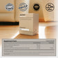Box of BIOSTRIPS Essentials glucose support on a wooden surface with certification logos and supplement facts on a lifestyle background.