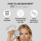 Instructions on how to use BioStrips E02 Glucose Support with a woman holding the product.