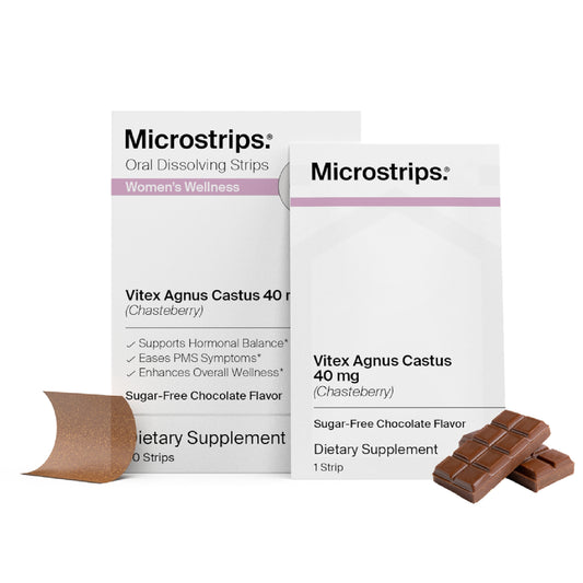 1 box of Microstrip Vitex Agnus Castus dietary supplements on a white background