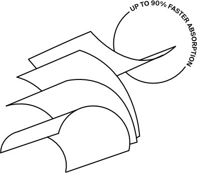 Outline illustration of 4 BIOSTRIPS supplement strips with wording 95% faster absorption